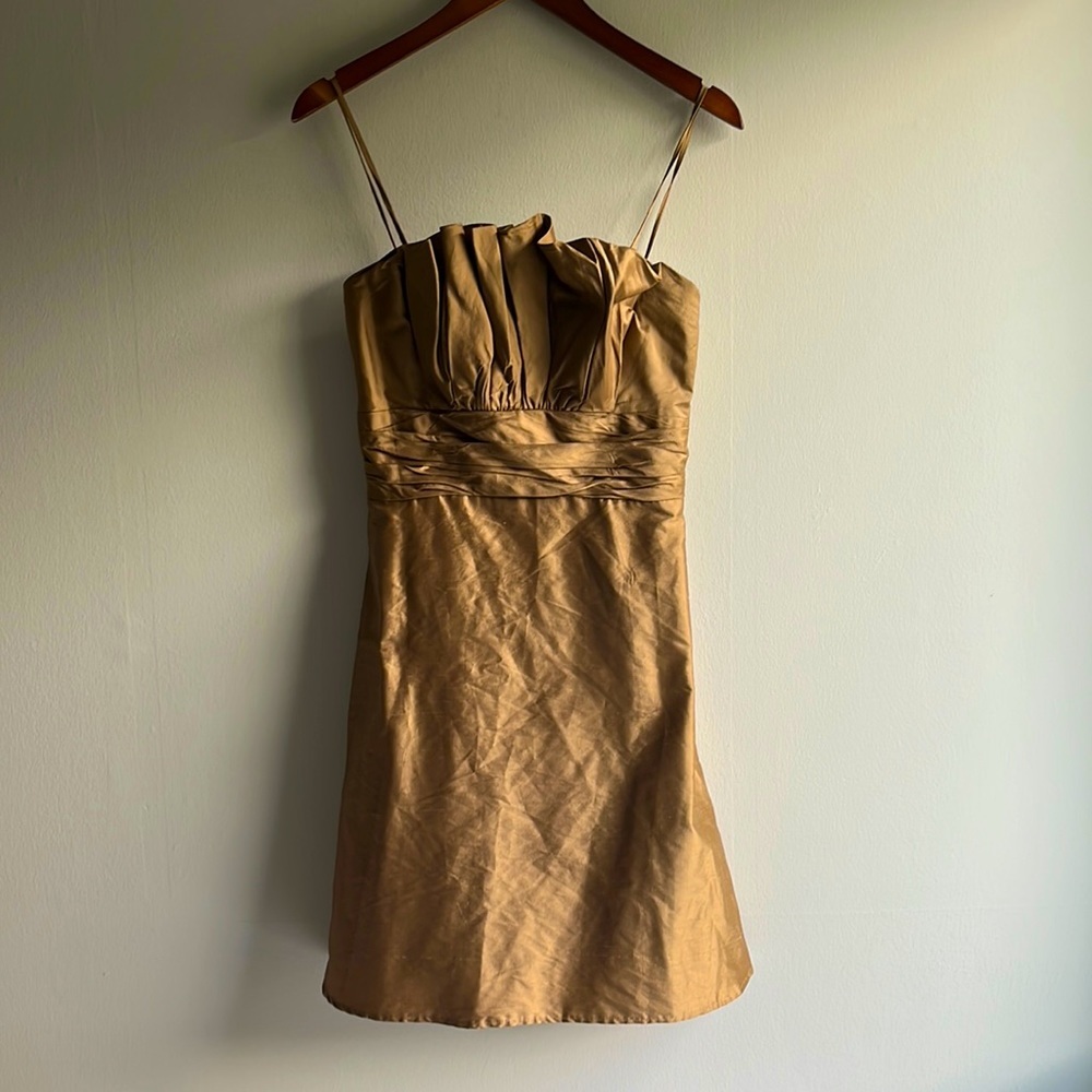 Watters & Watters bronze silk semi formal mini dress